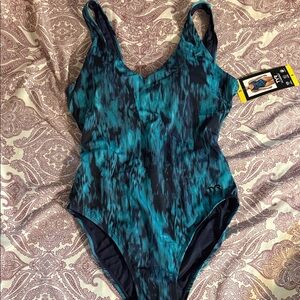 TYR Blue and Black Women's One Piece Swimsuit​